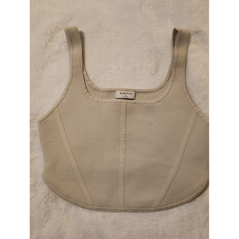 Aritzia Babaton Sculpt Knit Bustier Tank In Beige Size XL